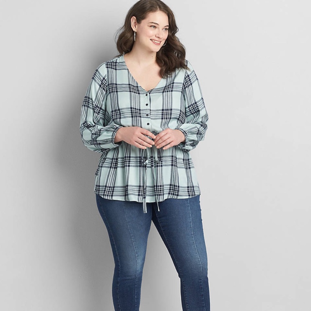 Lane Bryant Plaid Peplum Top